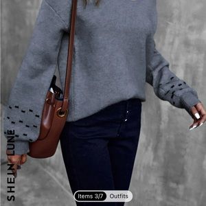 Dusty blue v-neck sweater